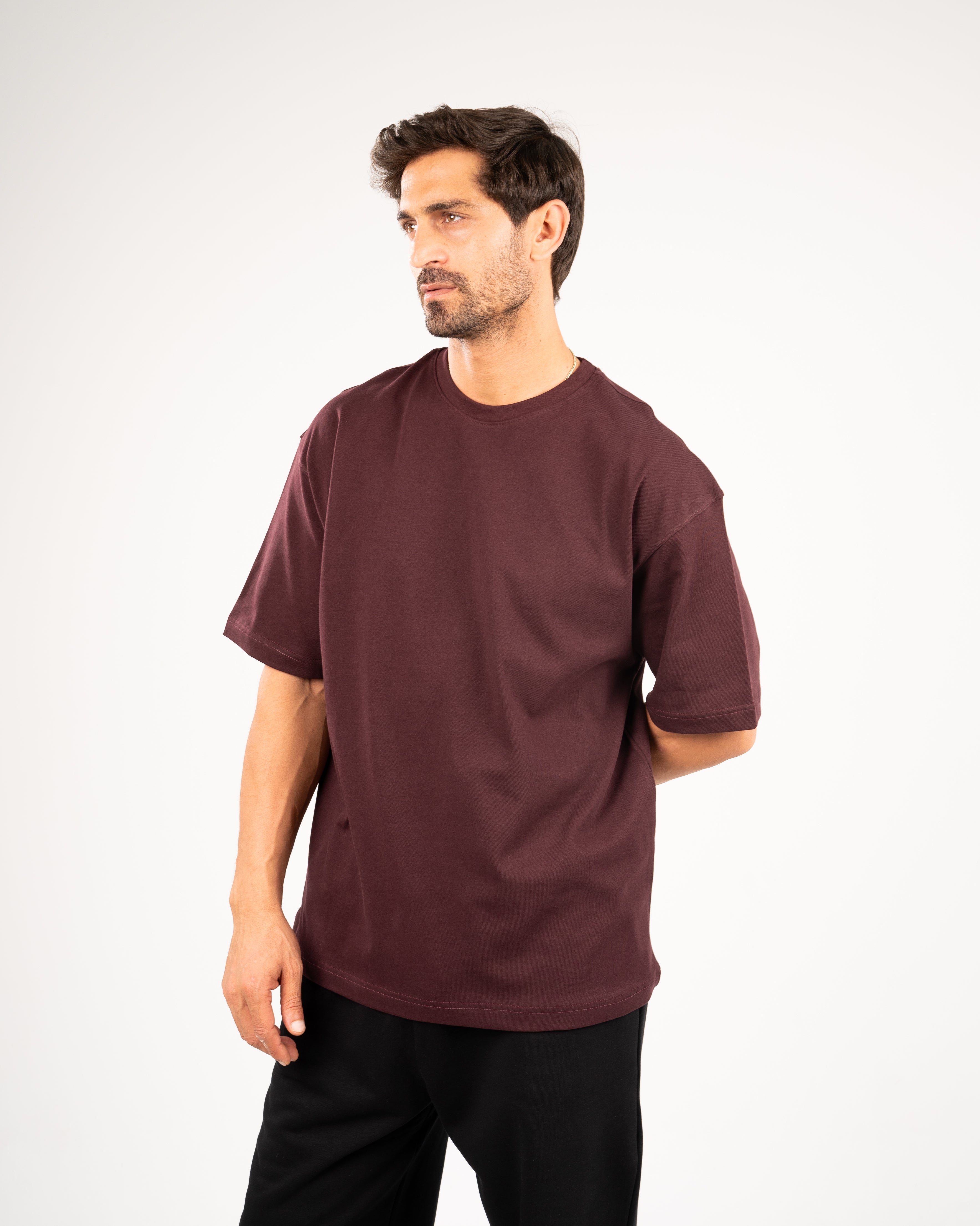 Burgundy basic oversize T-shirt