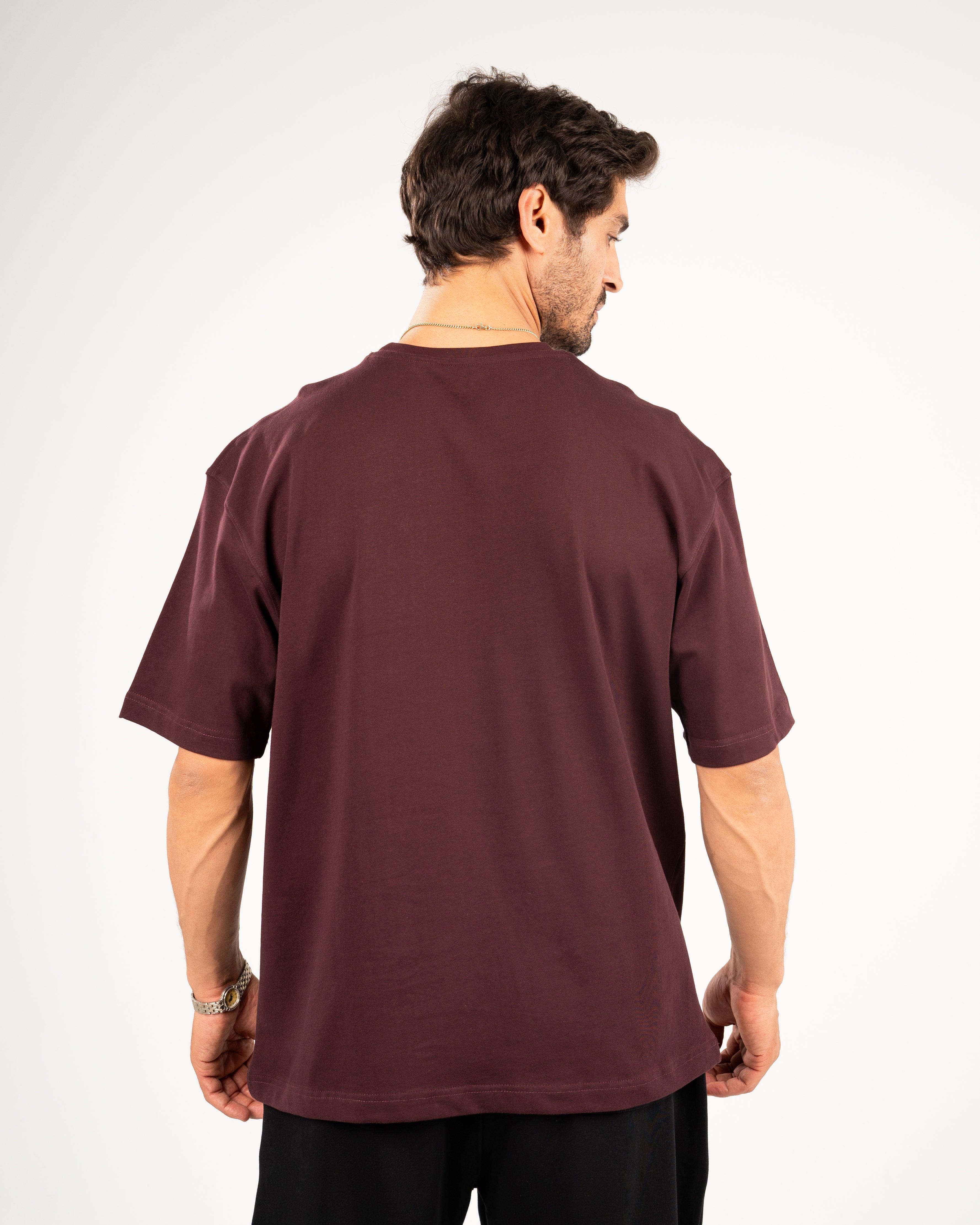 Burgundy basic oversize T-shirt