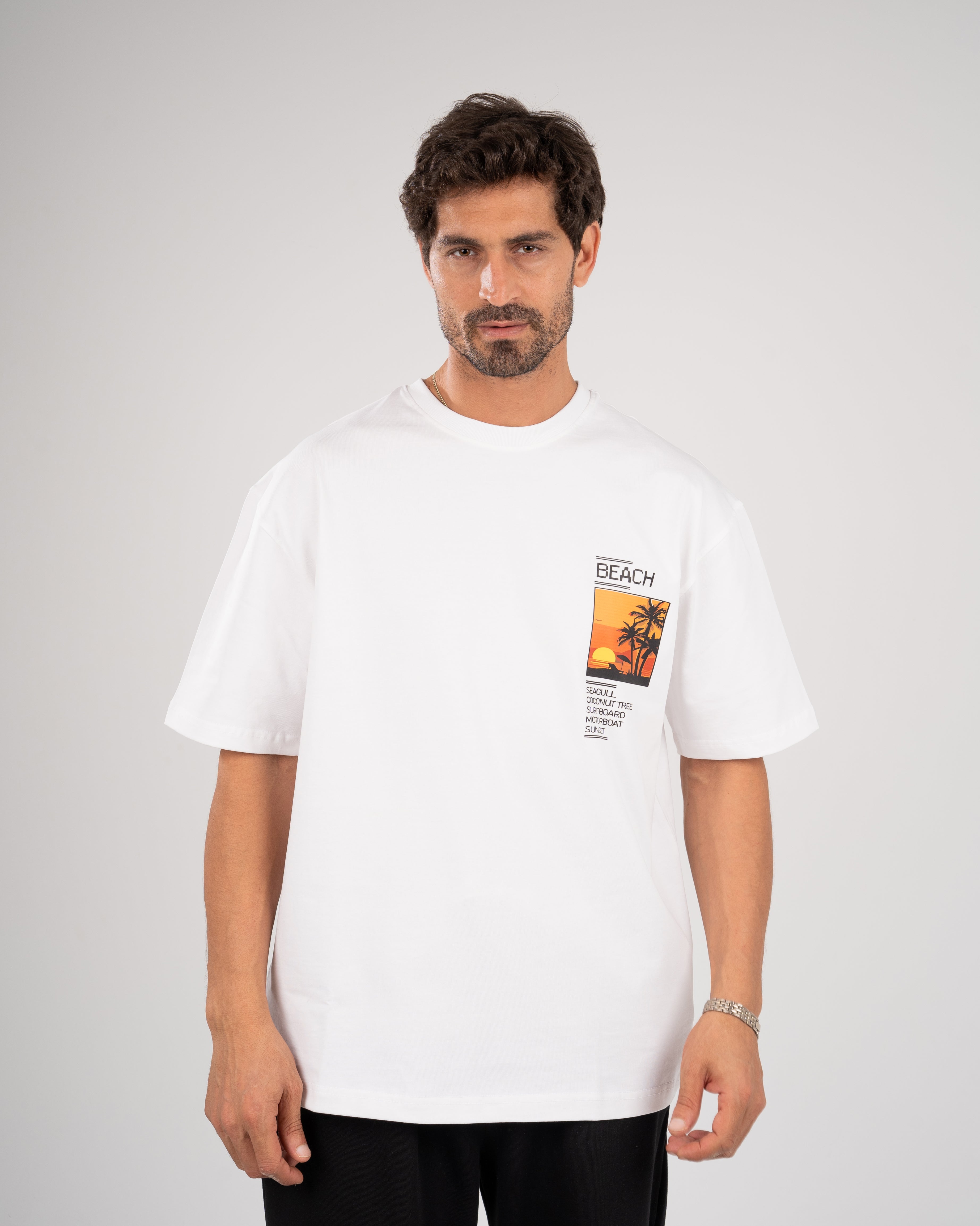 Print White T_shirt BEACH