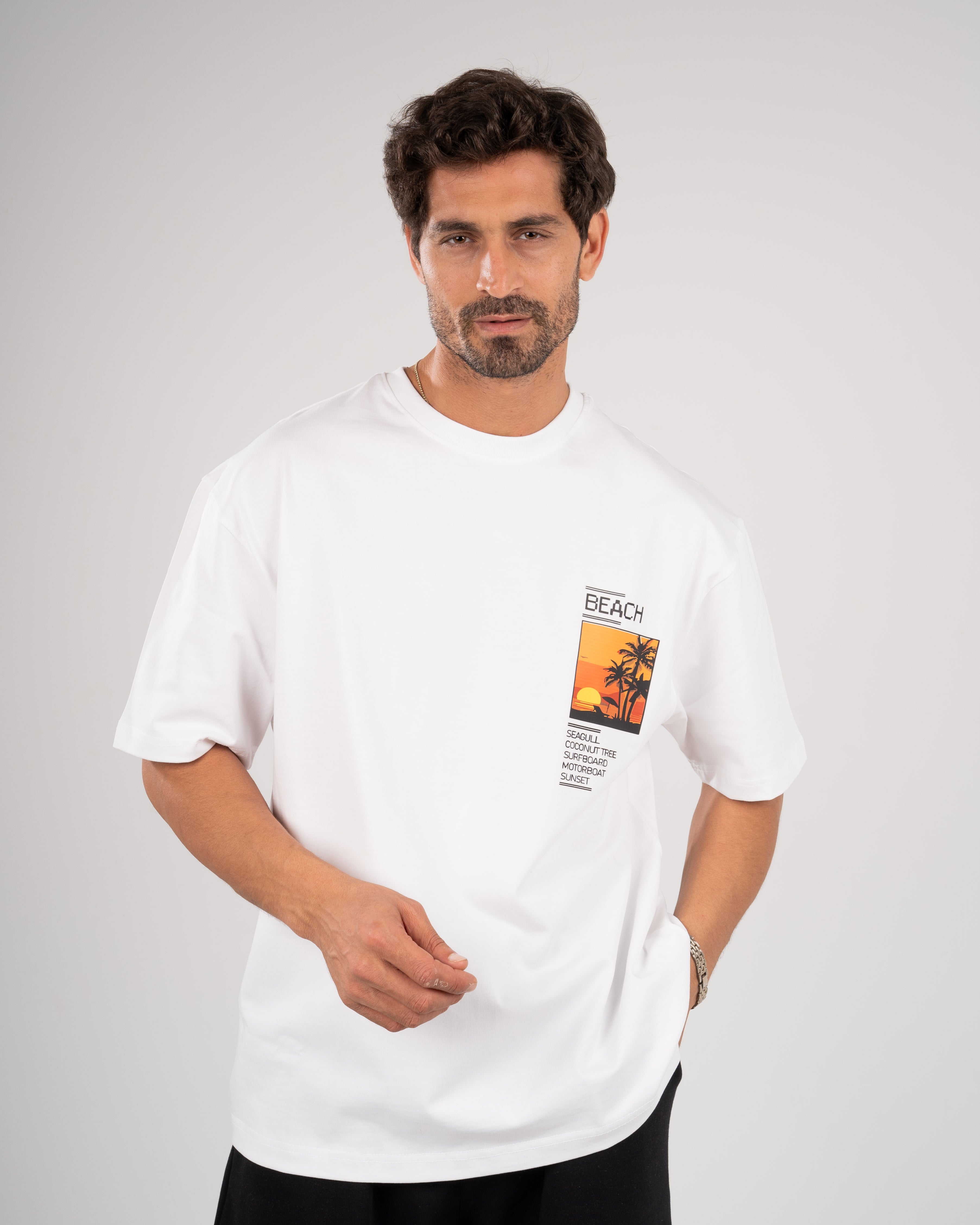 Print White T_shirt BEACH