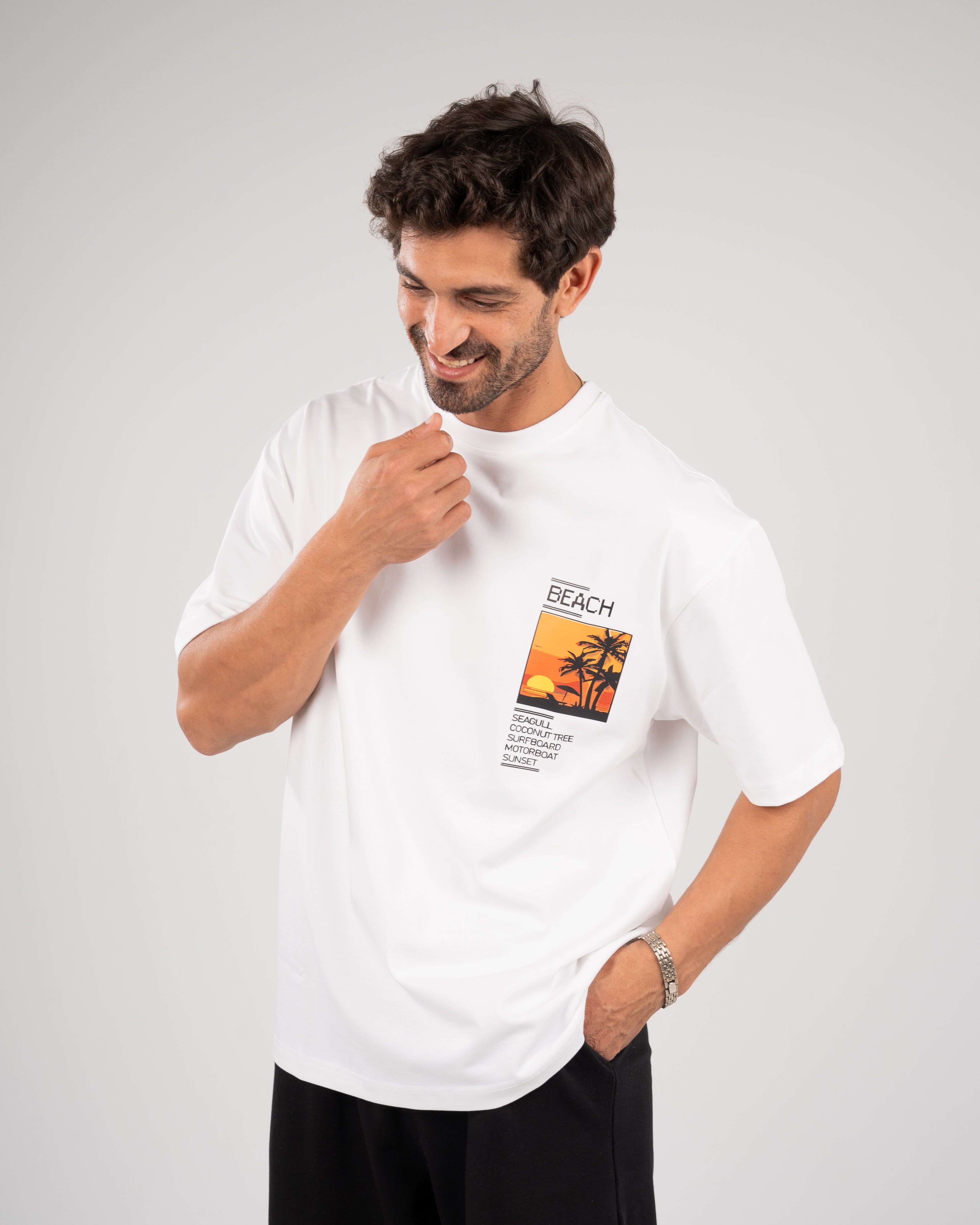 Print White T_shirt BEACH