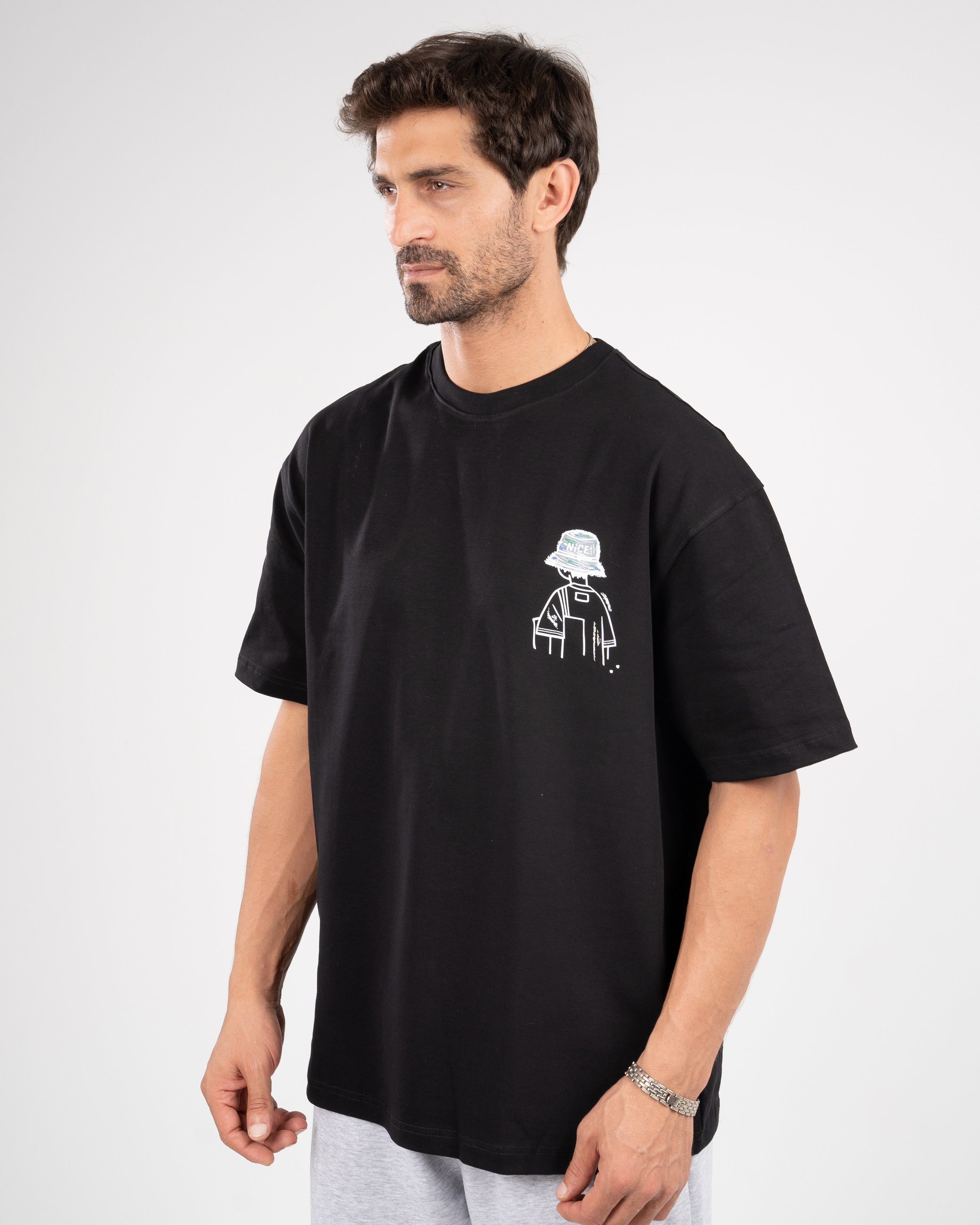 Black Printed Oversize T-shirt