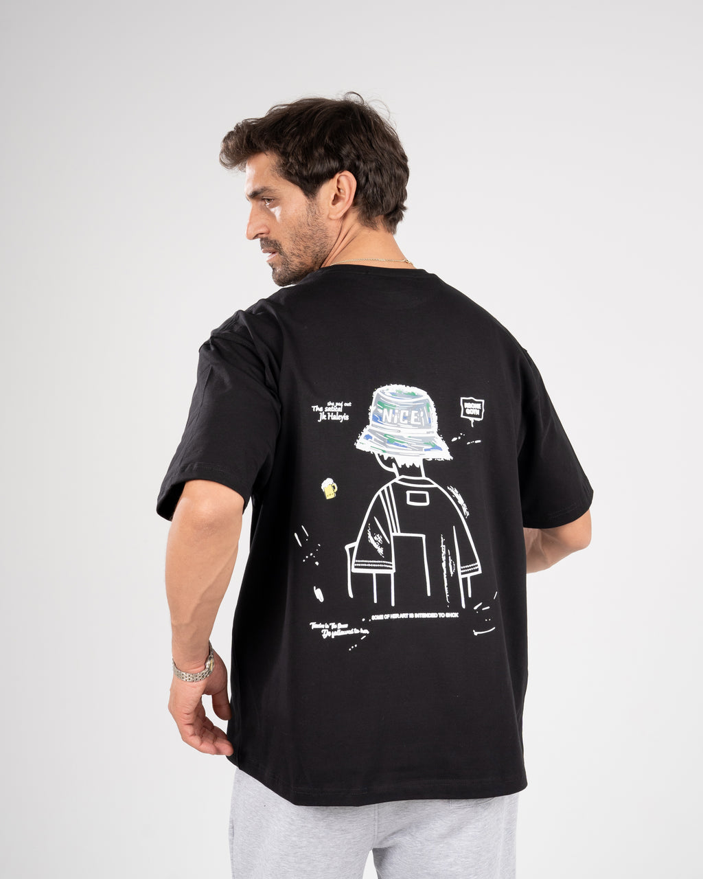 Black Printed Oversize T-shirt